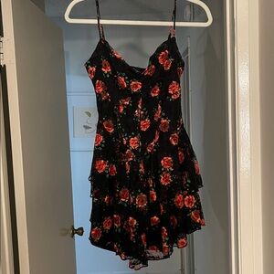 Lovely Day Black and Red Floral Dress